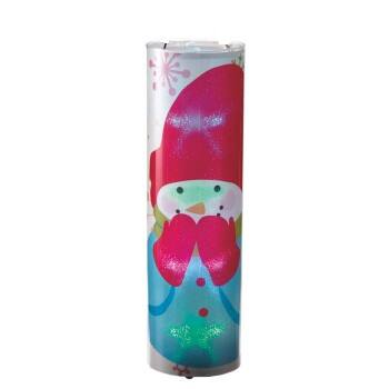 Front. Midwest - 24" Pink and Blue Bashful Snowman LED Color Changing Light Christmas Lantern - Pink.