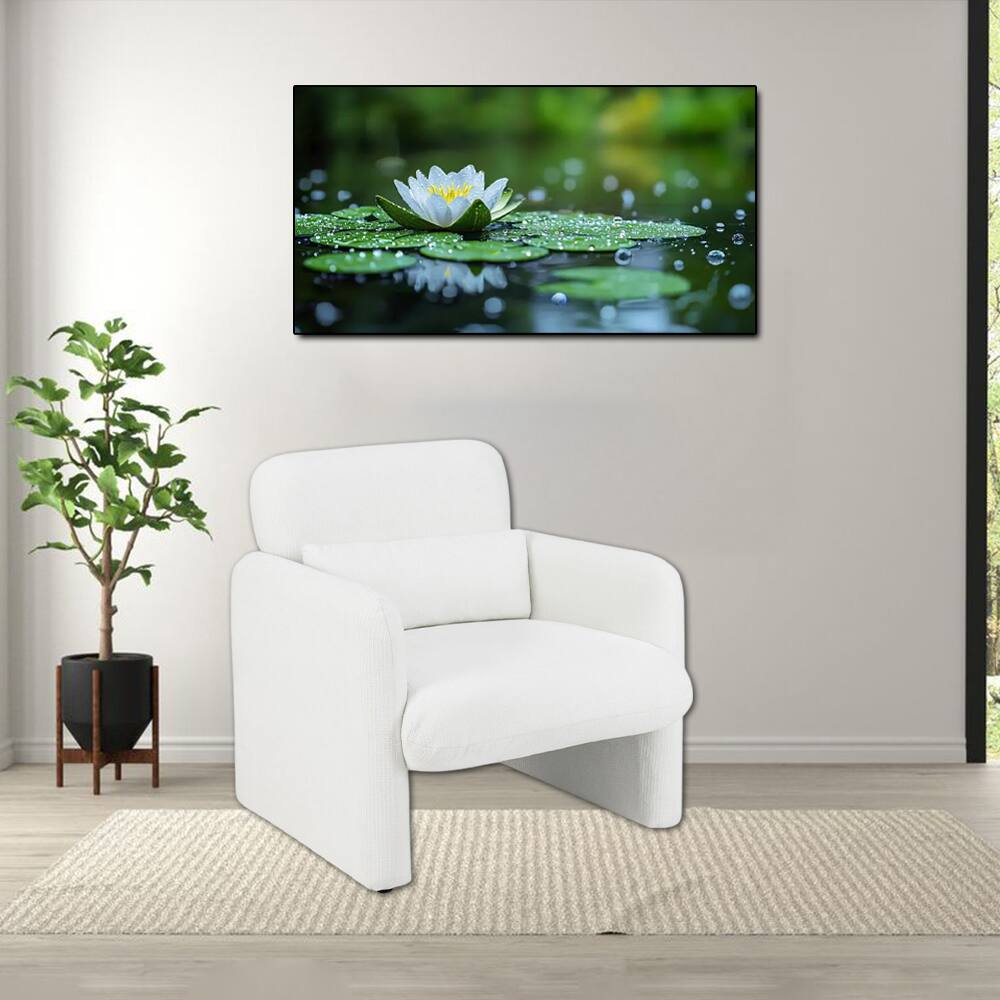 Hivvago - Contemporary Chenille Fabric Accent Chair with Detachable Lumbar Cushion - White