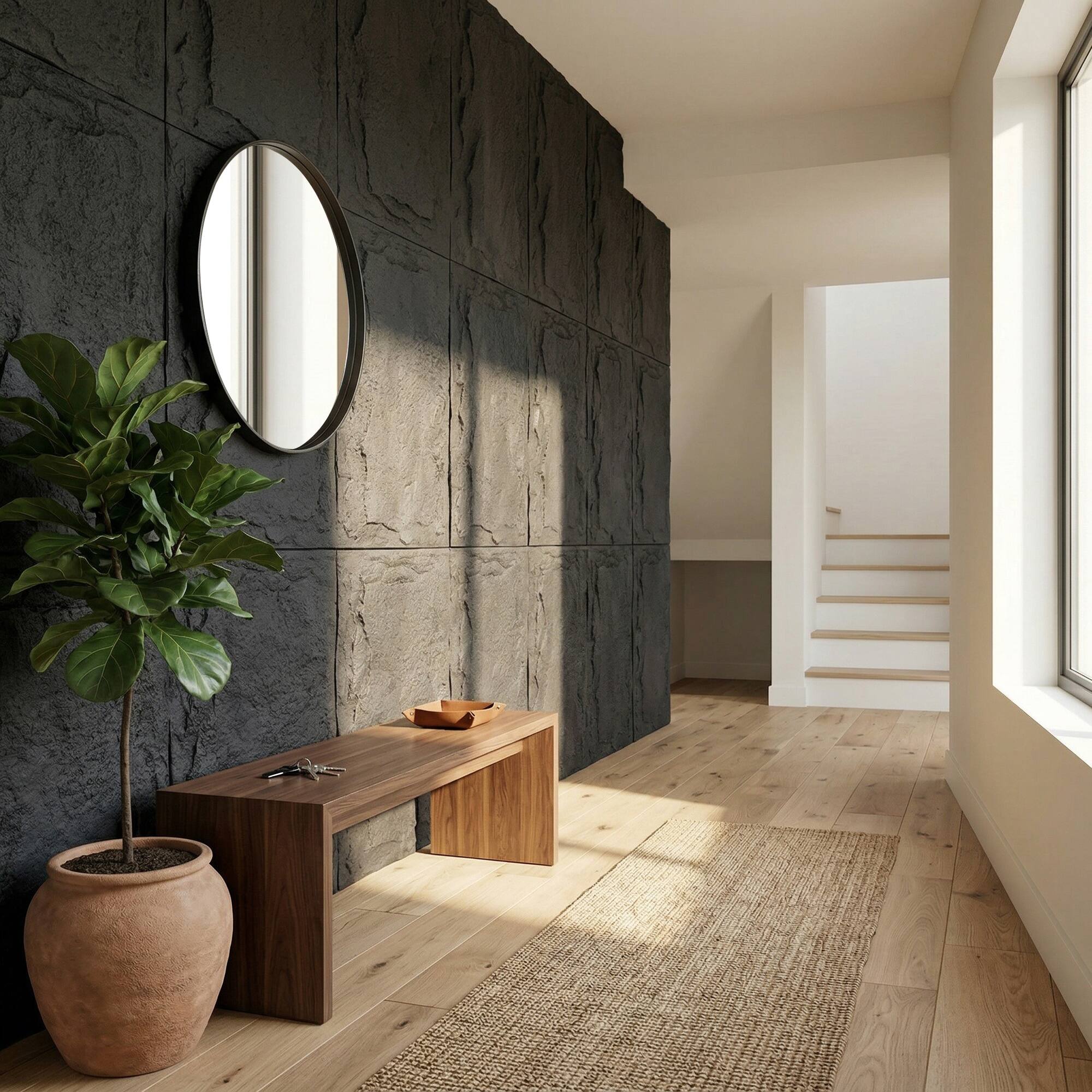 Alt View 2. Boyel Living - 8-Pack 23.62-in x 47.24-in Natural 3D Faux Stone Polyurethane Wall Panel - Natural.
