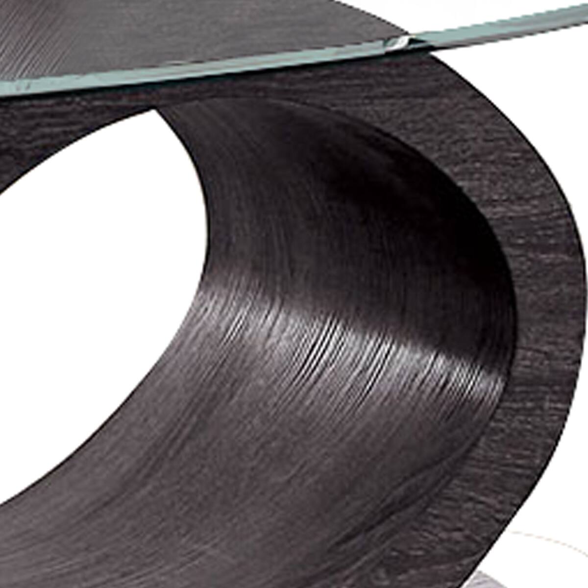 Alt View 2. Manhattan Lane - Tempered Glass Top Sofa Table with O Shape Wooden Shape Base - Gray.