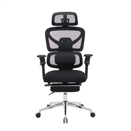 Front. Forest'nSky - Black Ergonomic Home Office Desk Chair with Massage Lumbar Support - Black.