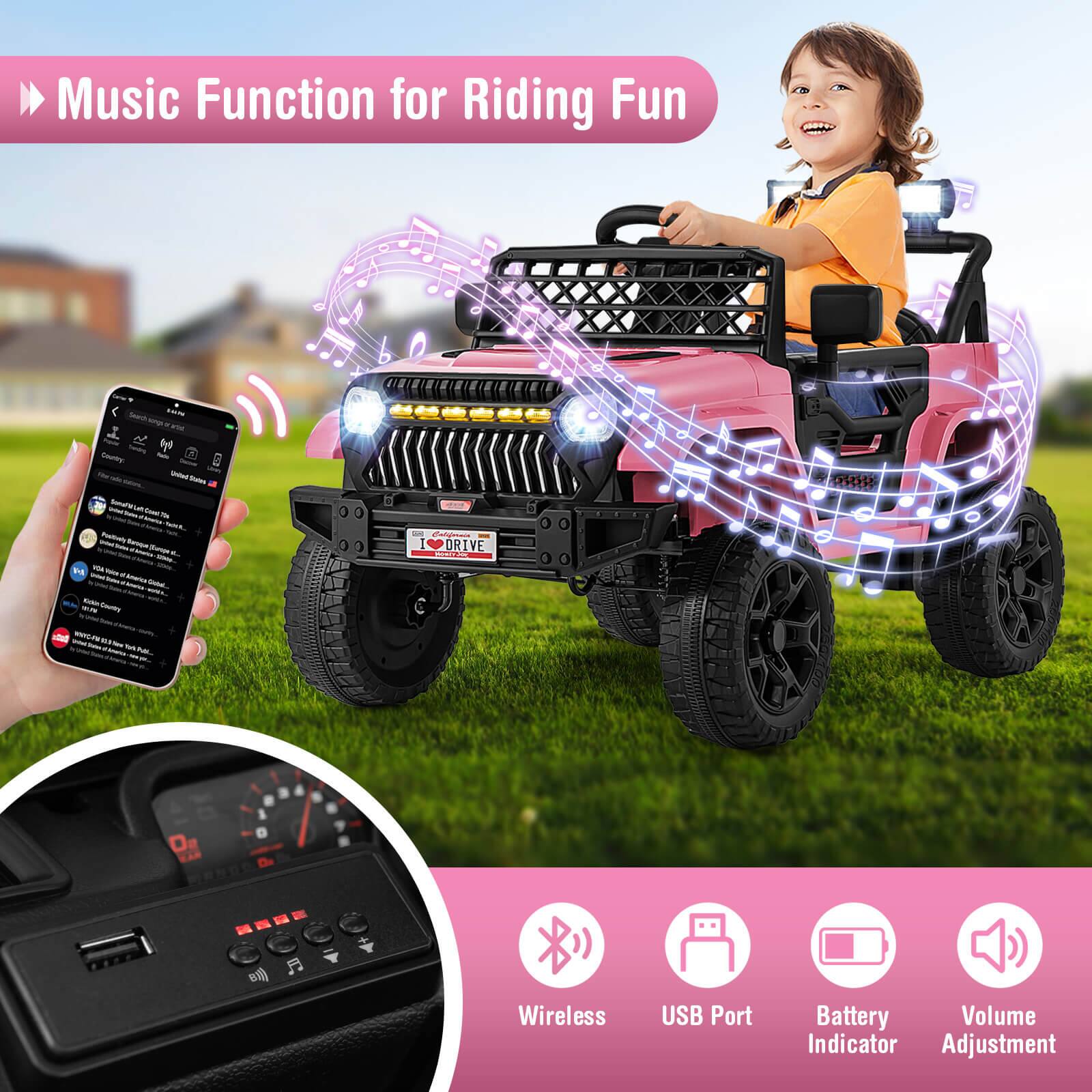 Music Function for Riding Fun

Wireless USB Port Battery Volume Indicator Adjustment
