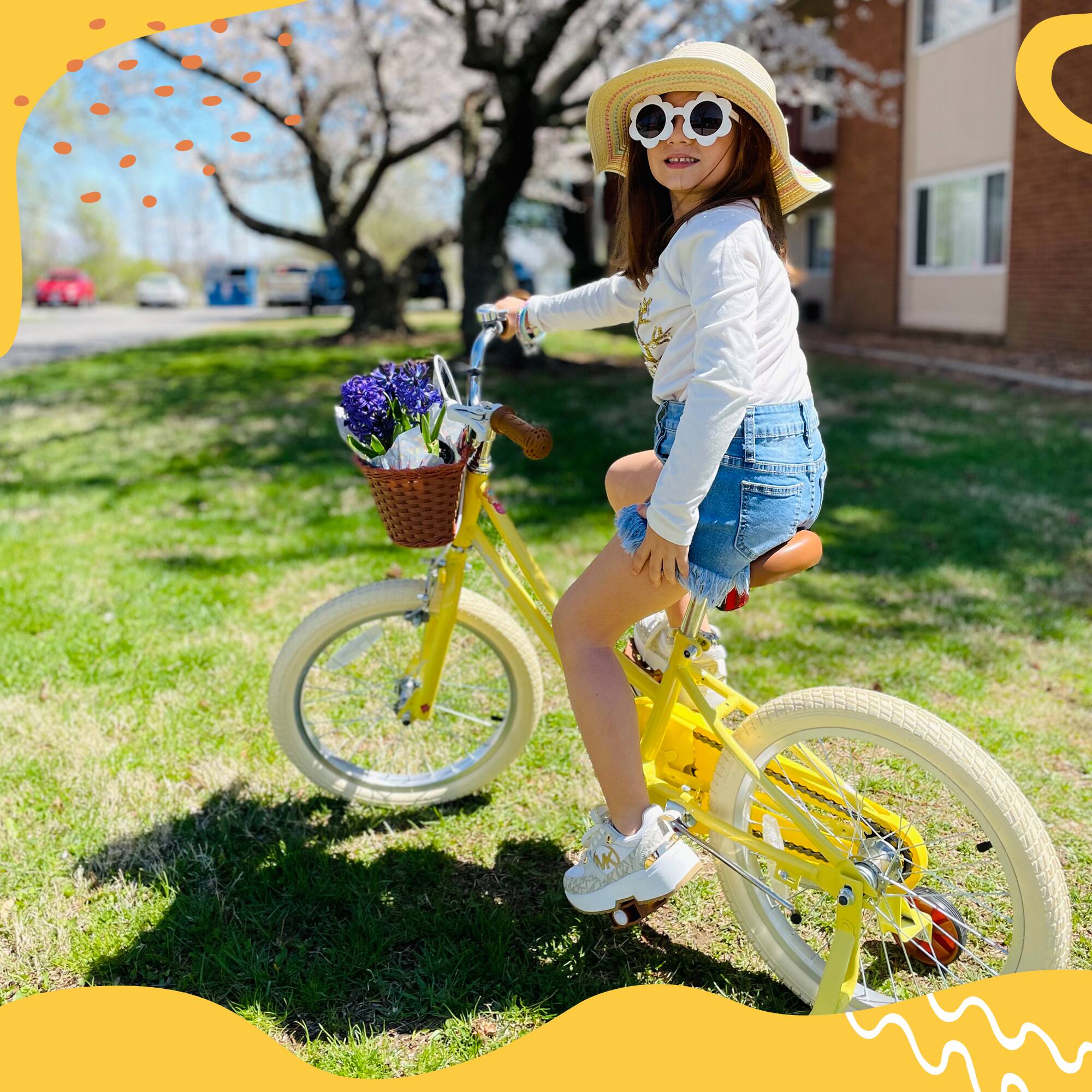 Angle. JOYSTAR - JOYSTAR Fantasy 16 Inch Kids Bike with Training Wheels & Basket, Children's Bike for 4-7 Years Old Boys Girls, Yellow - Yellow.