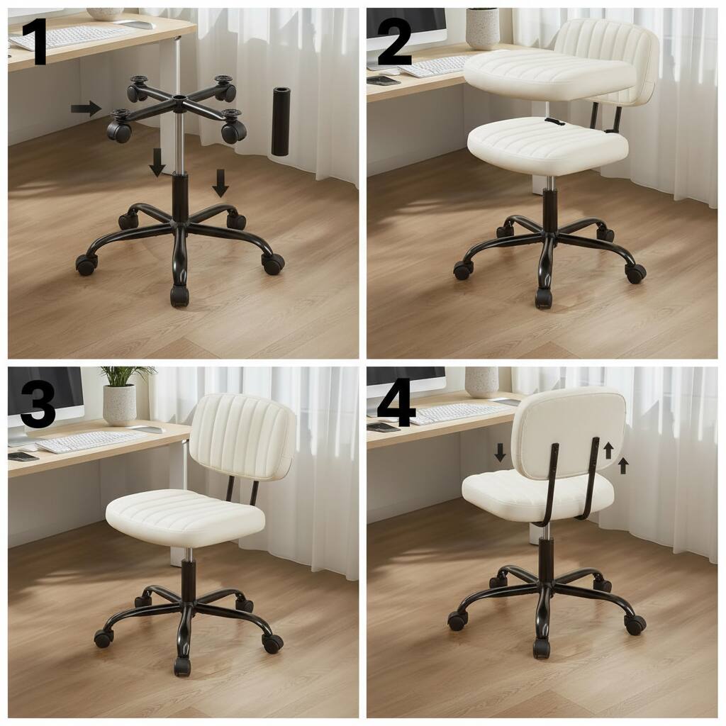 Alt View 2. AOITUN - Small Office Desk Chair Armless PU for Daily Comfort with 2 Inch Memory Foam Mattress Topper Twin XL Dorm Use - Black.