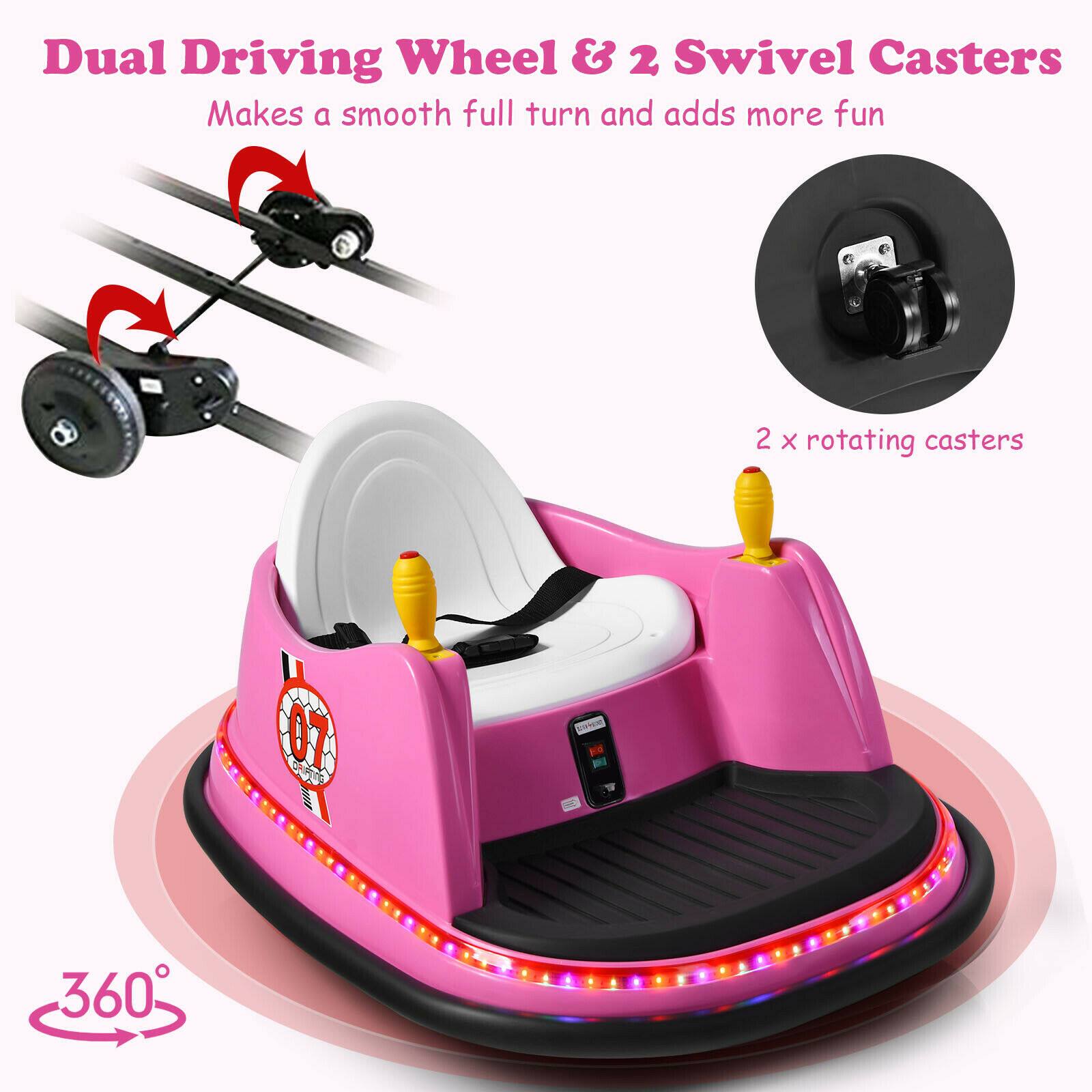 Dual Driving Wheel & 2 Swivel Casters  
Makes a smooth full turn and adds more fun  
2 x rotating casters  
360°