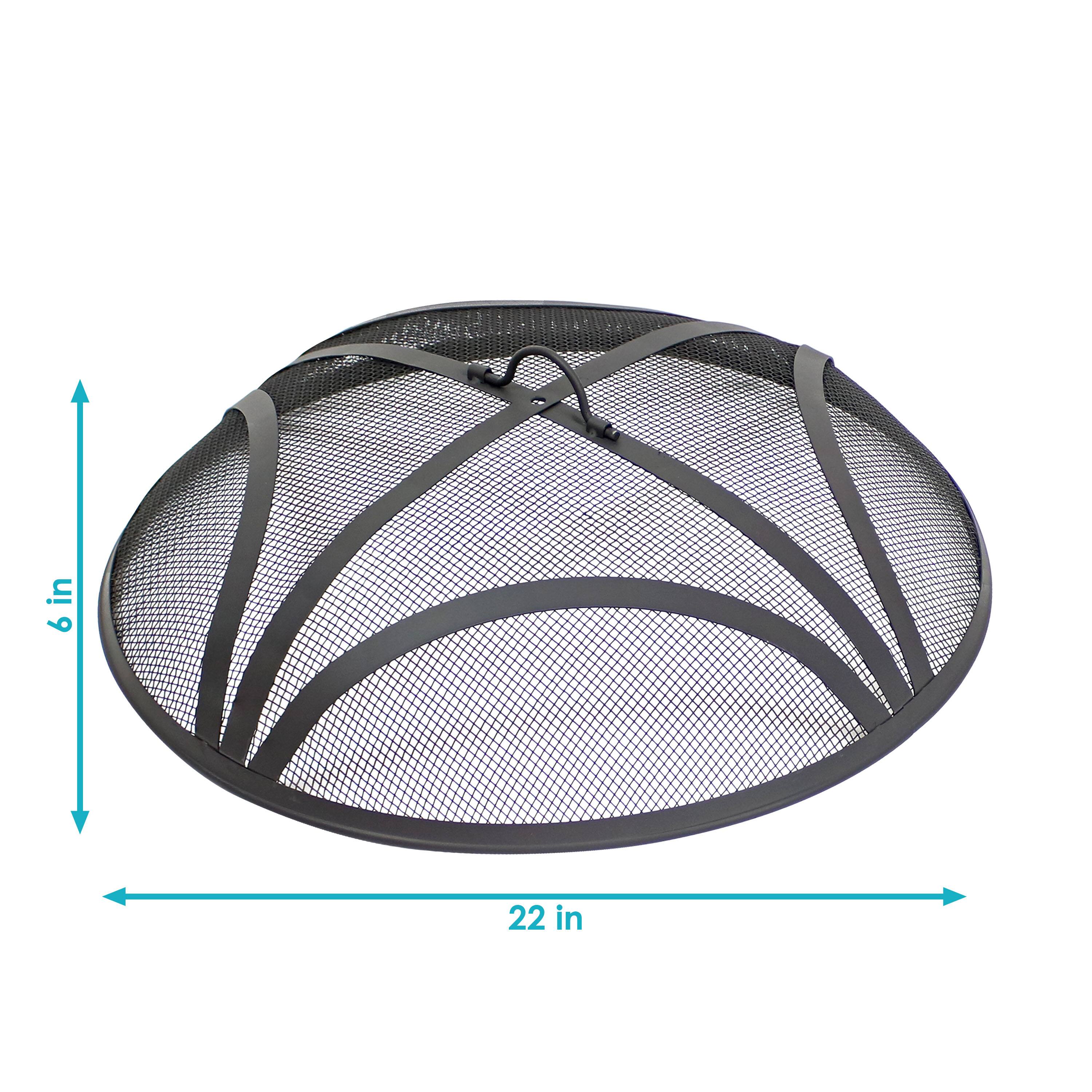 Alt View 2. Sunnydaze - 22 in Reinforced Steel Mesh Round Fire Pit Spark Screen - Black.