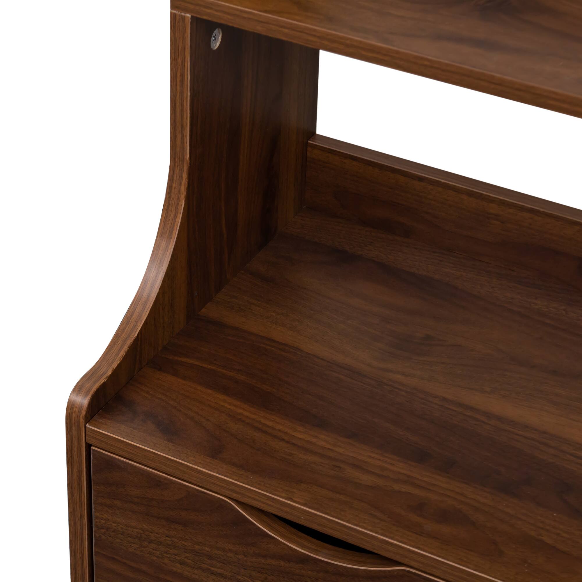 Alt View 6. Tiramisubest - Compact Night Stand with Bookshelf and Drawers for Bedroom Storage - Brown.
