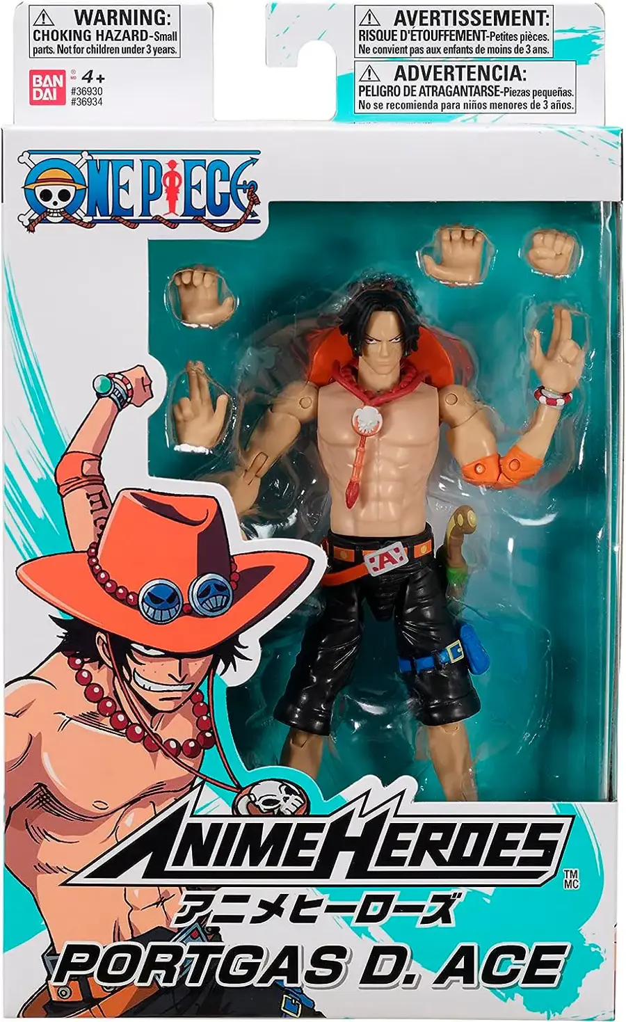 WARNING: CHOKING HAZARD - Small parts. Not for children under 3 years. BAN - 4+ + DAI #36930 #36934

ADVERTENCIA: RISQUE D'ETOUFFEMENT - Petites pices. Ne convient pas aux enfants de moins de 3 ans.

NEPPECO :A: G ANIMEHEROES TM MC  PORTGAS D. ACE