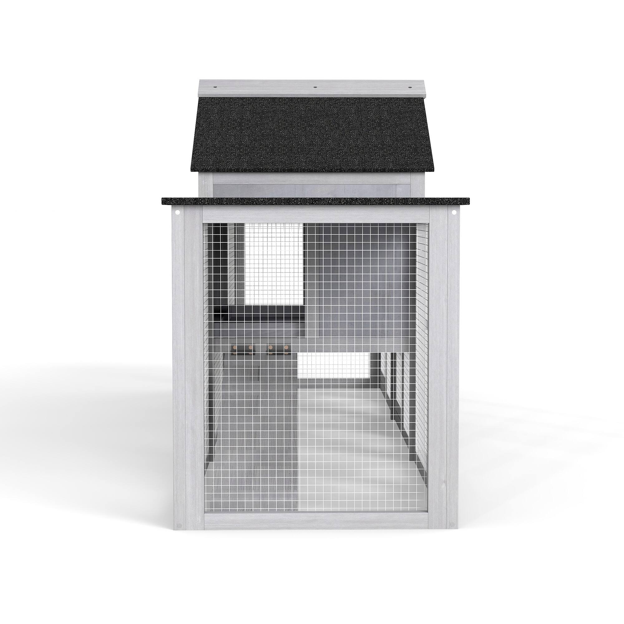 Alt View 2. Boyel Living - Gray Main Body with Black Asphalt Roof 82 Extra Large Wooden Rabbit Hutch Indoor Outdoor Bunny Cage with Waterproof R - Gray.