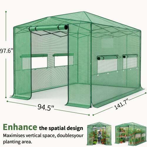 97.6"  
94.5"  
141.7"  

Enhance the spatial design  
Maximises vertical space, doubles your planting area.