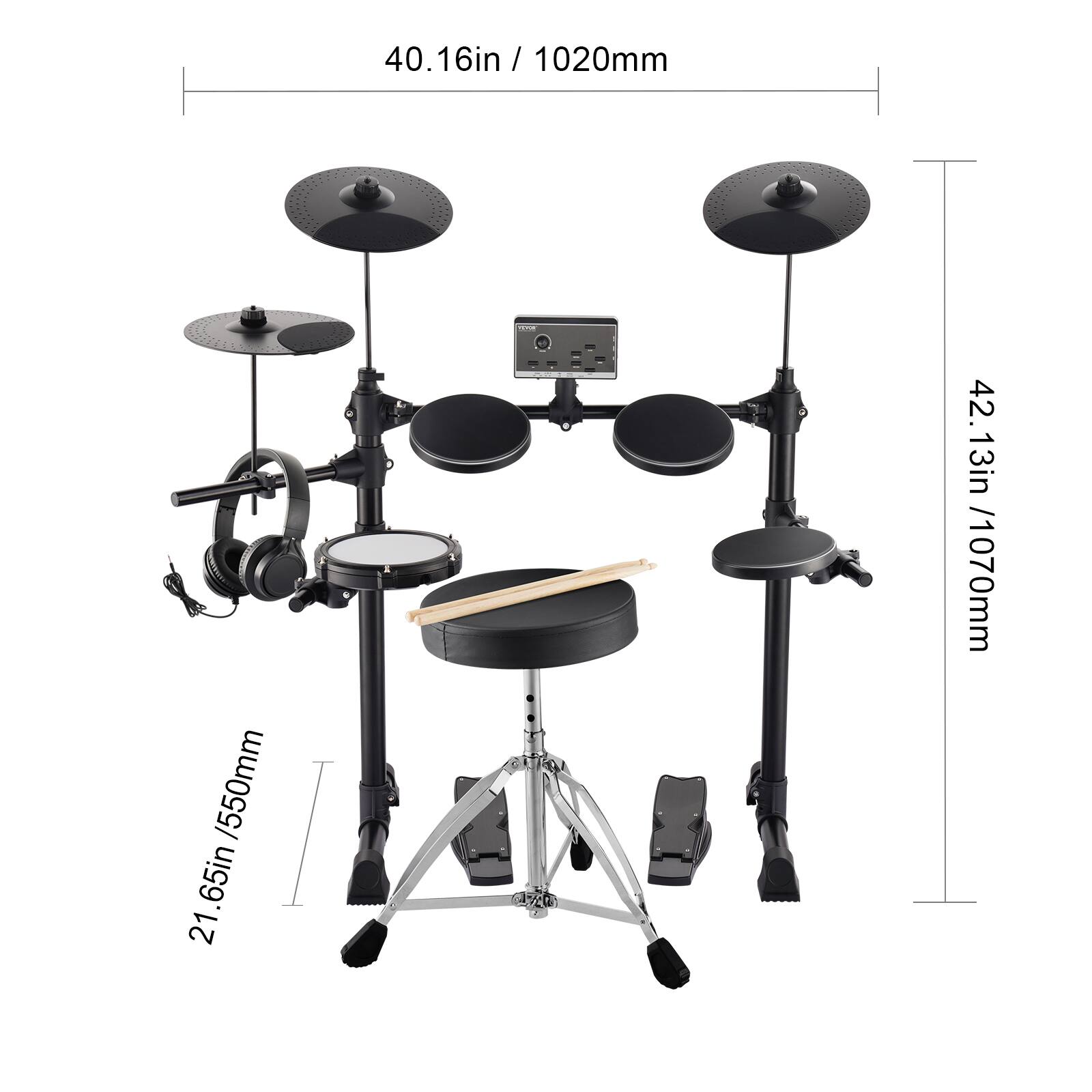 40.16in / 1020mm  
21.65in / 550mm  
42.13in / 1070mm  
21.65in / 550mm