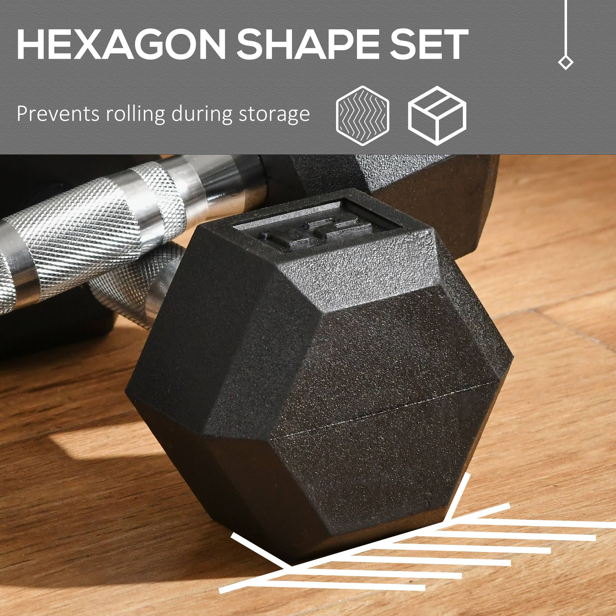 HEXAGON SHAPE SET  
Prevents rolling during storage