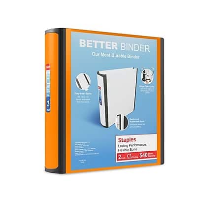 "Staples - 2"" 3-Ring Better Binder, D-Ring - Bright Orange" price history on PriceWatchPro
