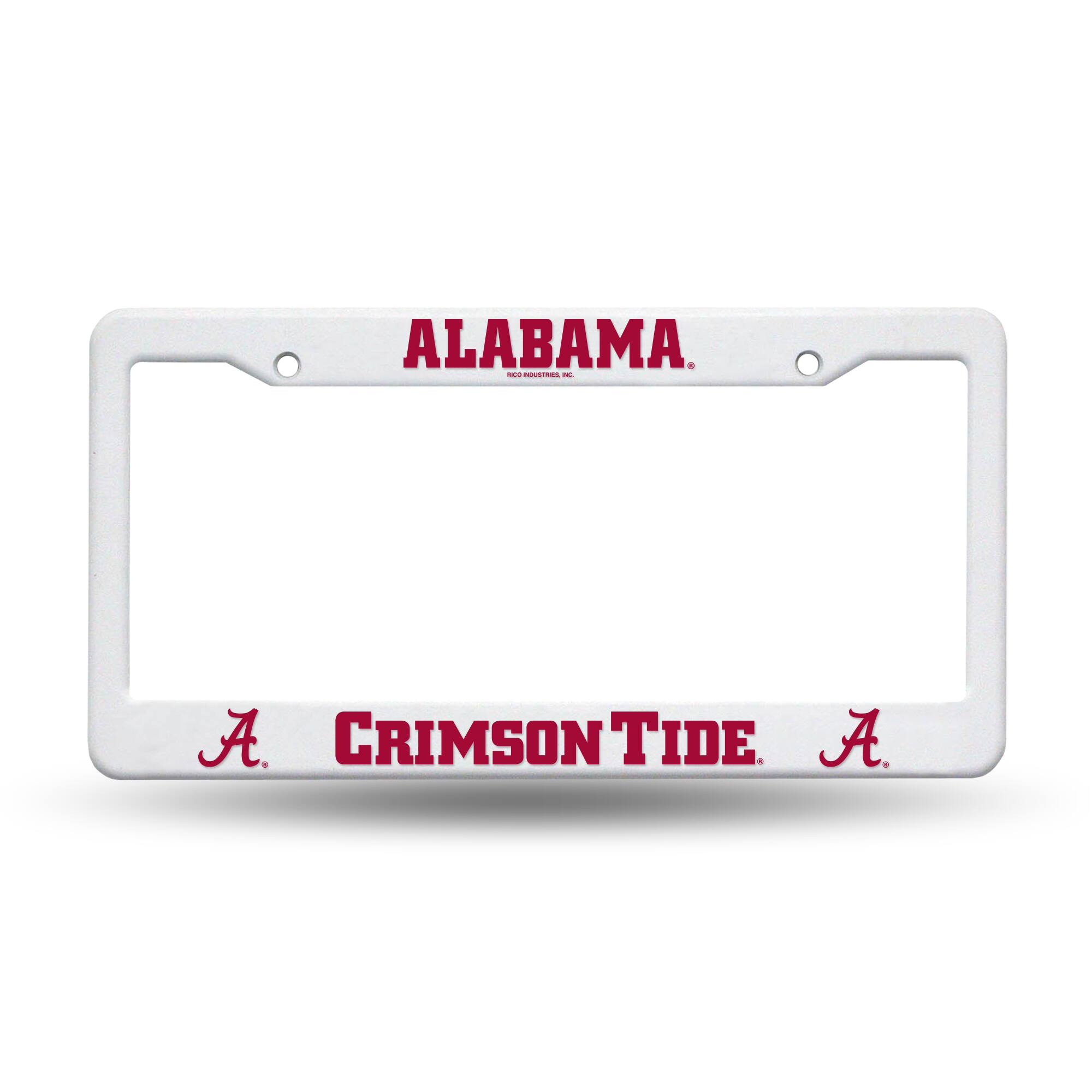 Alabama Crimson Tide Raised Letter White Plastic License Plate Frame