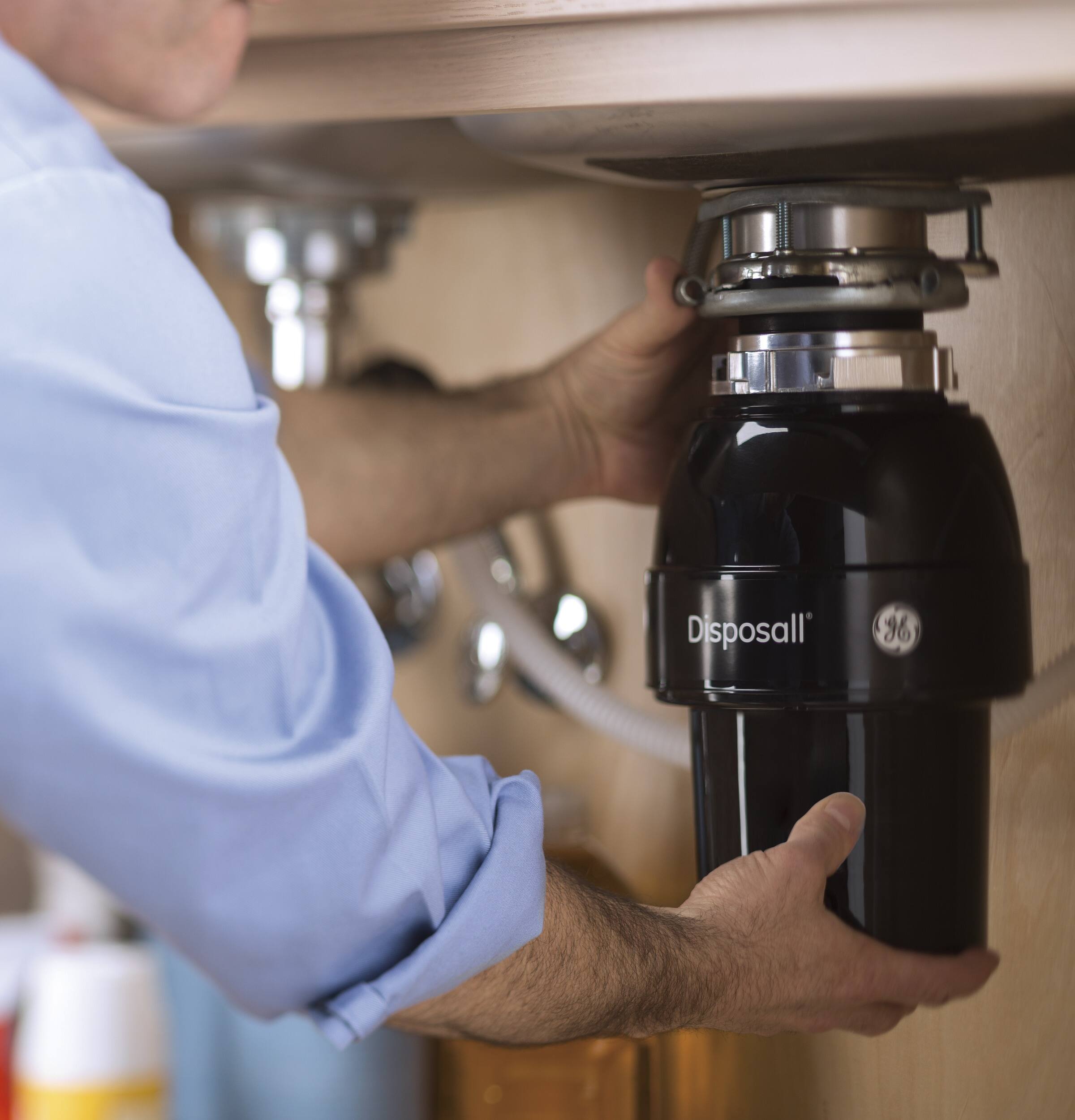 Alt View 18. GE - 1/3 HP Continuous Feed Garbage Disposer - Black.