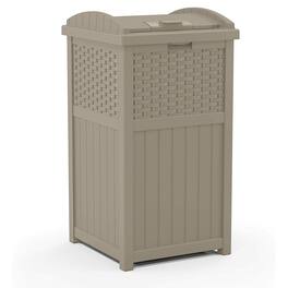 Suncast - Resin Outdoor Hideaway Trash Can with Latching Lid - Tan