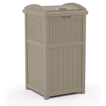Alt View 11. Suncast - Resin Outdoor Hideaway Trash Can with Latching Lid - Tan.