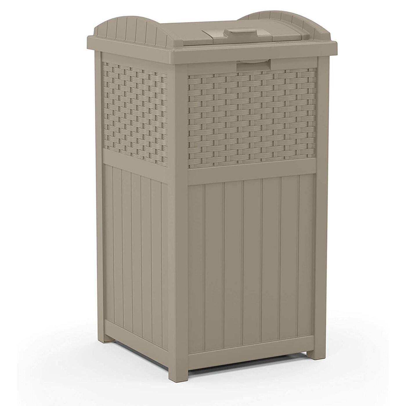 Alt View 11. Suncast - Resin Outdoor Hideaway Trash Can with Latching Lid - Tan.