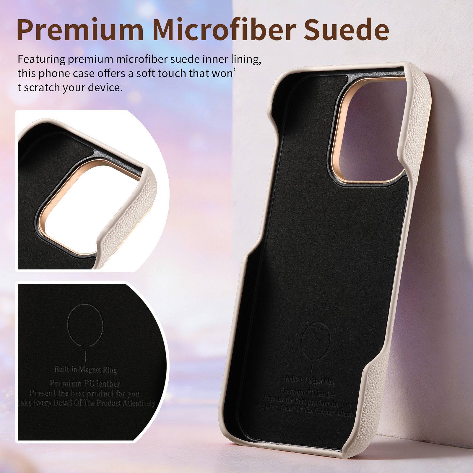 Premium Microfiber Suede

Featuring premium microfiber suede inner lining, this phone case offers a soft touch that won't scratch your device.

Built-in Magnet Ring
Premium PU leather
Present the best product for you
Take Every Detail Of The Product Attentively