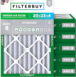 Filterbuy - 20x23x4 MERV 8 Dust & Allergy Defense, Electrostatic Pleated HVAC AC Furnace Air Filters Replacement (6-Pack) - Silver