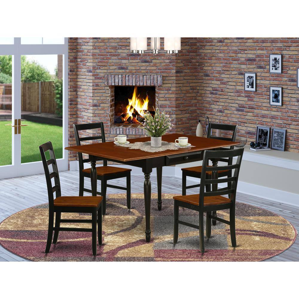 Left. East West Furniture - Dining Room Set Black & Cherry - Brown.
