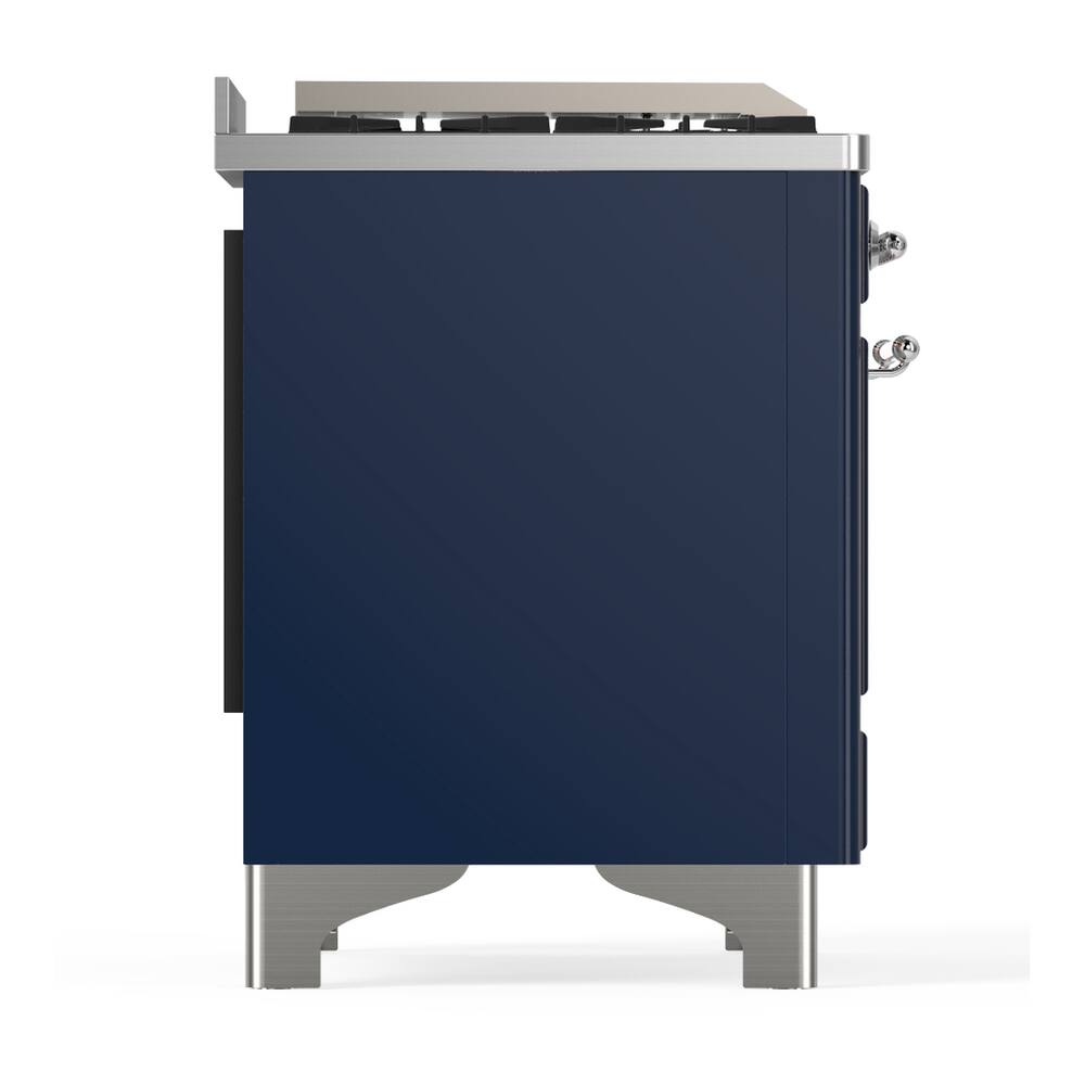 Alt View 5. ILVE - ILVE Majestic III Series 36 in. Dual Fuel Range with 6 Sealed Burners + Griddle (Liquid Propane, Chrome Trim) - Midnight Blue.
