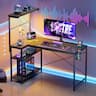 RSPGAME - 42in Gaming Desk Carbon Fiber Corner Desk with 3-Tier Storage Shelf Compact Computer Desk for Small Spaces - Black