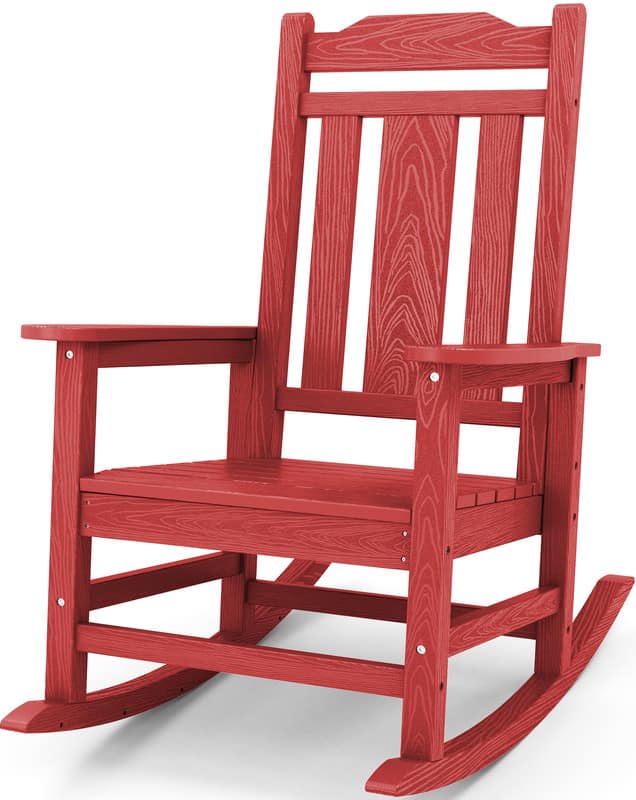 SERWALL - HDPE Oversized Outdoor Rocking Chair, Outdoor Rocking Chairs for Patio, Heavy Duty Front Porch Rocker - Red price history on PriceWatchPro
