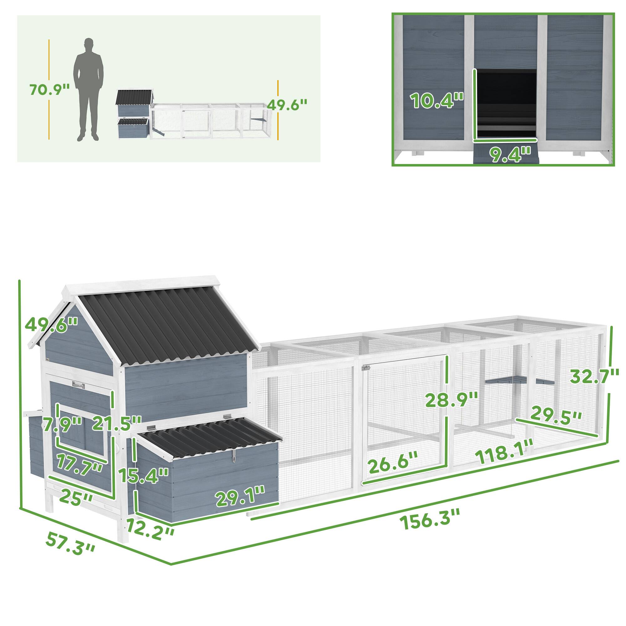 70.9"  
49.6"  
10.4"  
9.4"  
49.6"  
7.9"  
21.5"  
17.7"  
15.4"  
25"  
12.2"  
57.3"  
29.1"  
32.7"  
28.9"  
29.5"  
26.6"  
118.1"  
156.3"