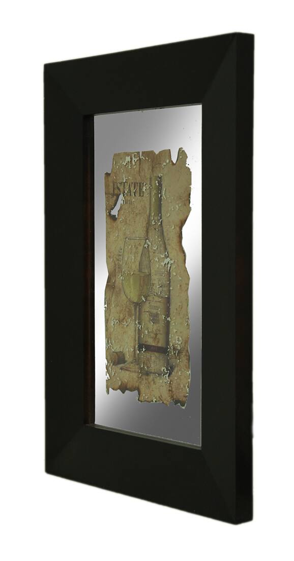 Alt View 1. Zeckos - Black Frame 2 Piece Vintage Wine Wall Mirror Set - Black.