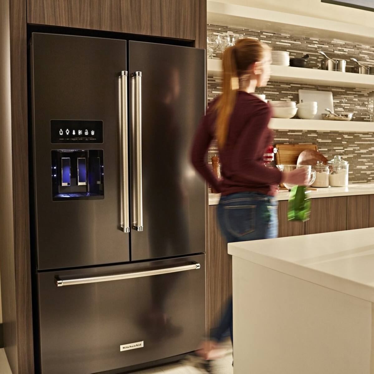 Alt View 7. KitchenAid - KitchenAid - 27 Cu. Ft. French Door Refrigerator with External Water and Ice Dispenser - Black Stainless Steel - Black Stainless.