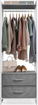 Sorbus - Clothing Rack with Drawers - Clothes Stand Dresser - Wood Top, Steel Frame for Hanging Shirts, Dresses, & Jackets - Gray