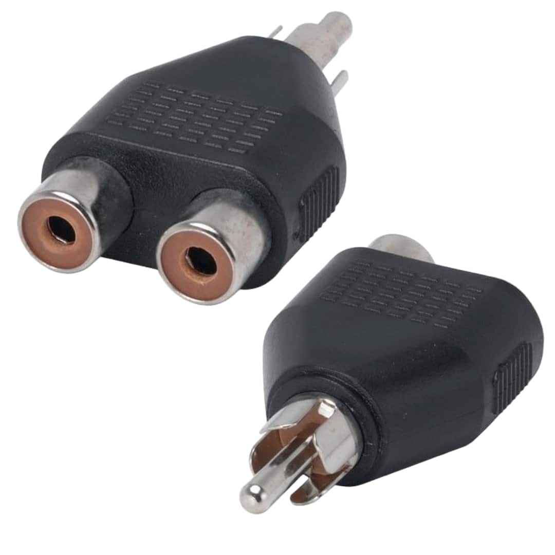 Sanoxy - (2-Pack) RCA Mono Male to 2 RCA Mono Female Splitter Adapter - Black