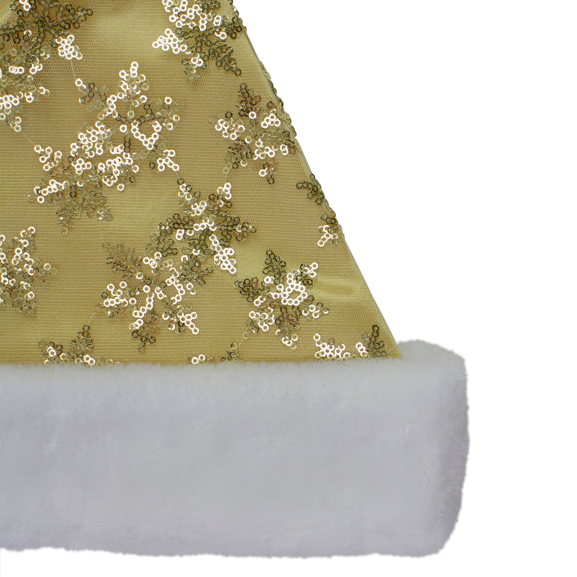 Alt View 2. Northlight - 21" Gold and White Sequin Snowflake Christmas Santa Hat Costume Accessory - Medium - Gold.