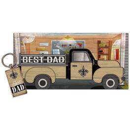 Fan Creations - New Orleans Saints 6'' x 12'' Best Dad Truck Sign & Key Chain Bundle - Multicolor