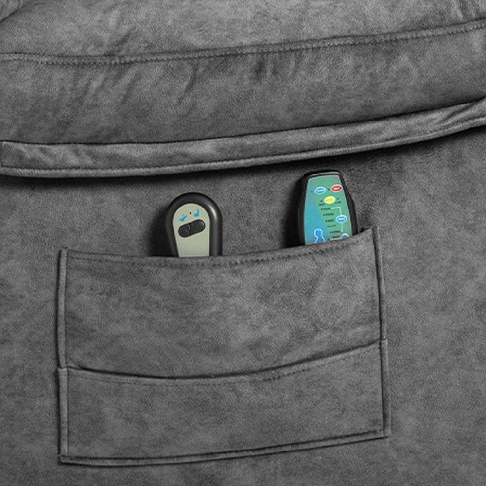 Alt View 7. Kadyn - Swivel Rocking Recliner Chair, 8-Point Massage & Heat, 360° Rotation, USB Port, Cup Holders, Gray - Gray.