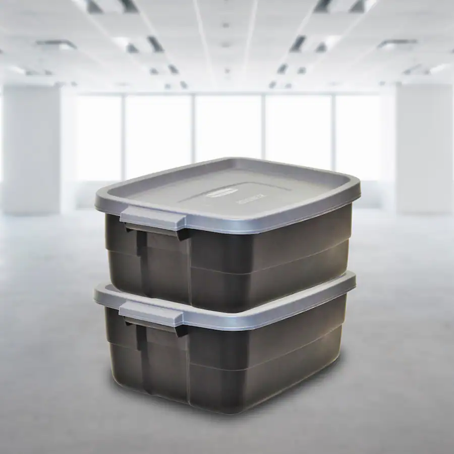 RubberMaid Roughneck Tote 10 Gallon Storage Container, Black/Cool Gray ...