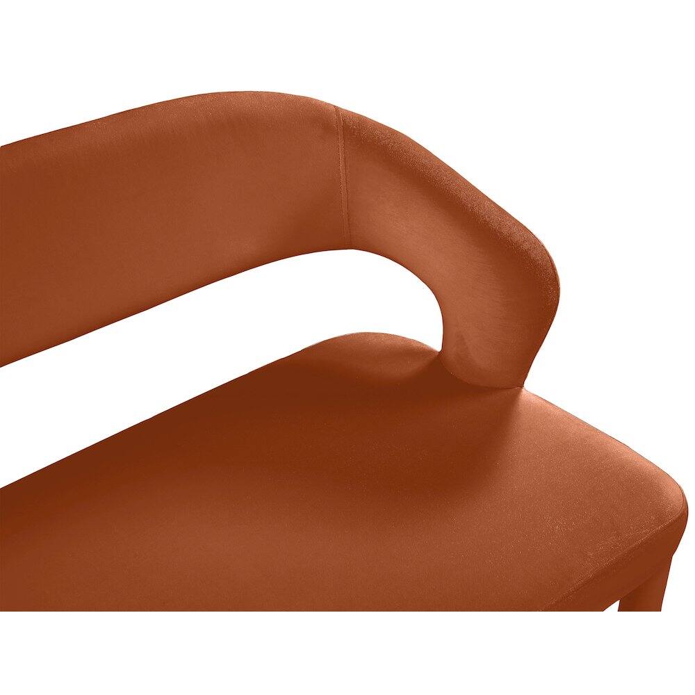 Alt View 1. Meridian Furniture - Destiny Cognac Velvet Bench - Cognac Velvet.