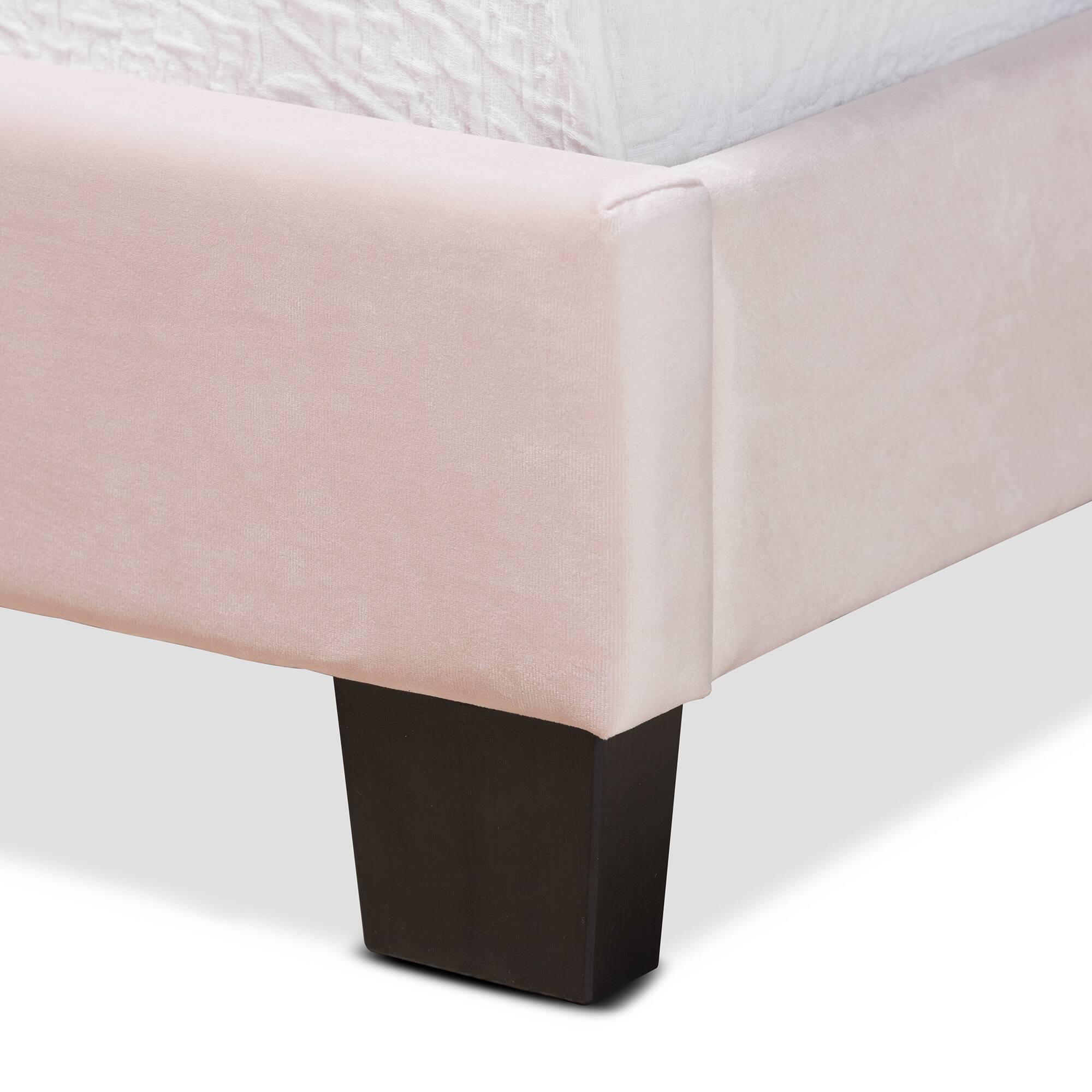 Alt View 1. Baxton Studio - Caprice Modern and Contemporary Glam Velvet Fabric Upholstered Panel Bed - Light Pink/Black.