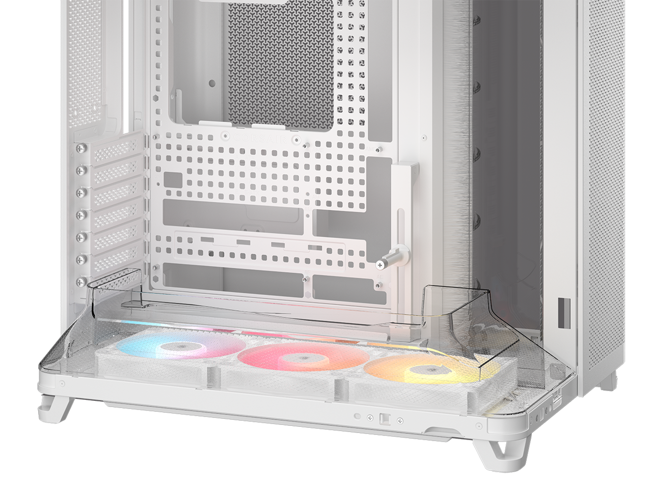 Alt View 9. CORSAIR - Corsair AIR 5400 RS-R ARGB Triple Chamber Mid-Tower Case - White, 3x Pre-Installed ARGB Fans, BTF Design - White.