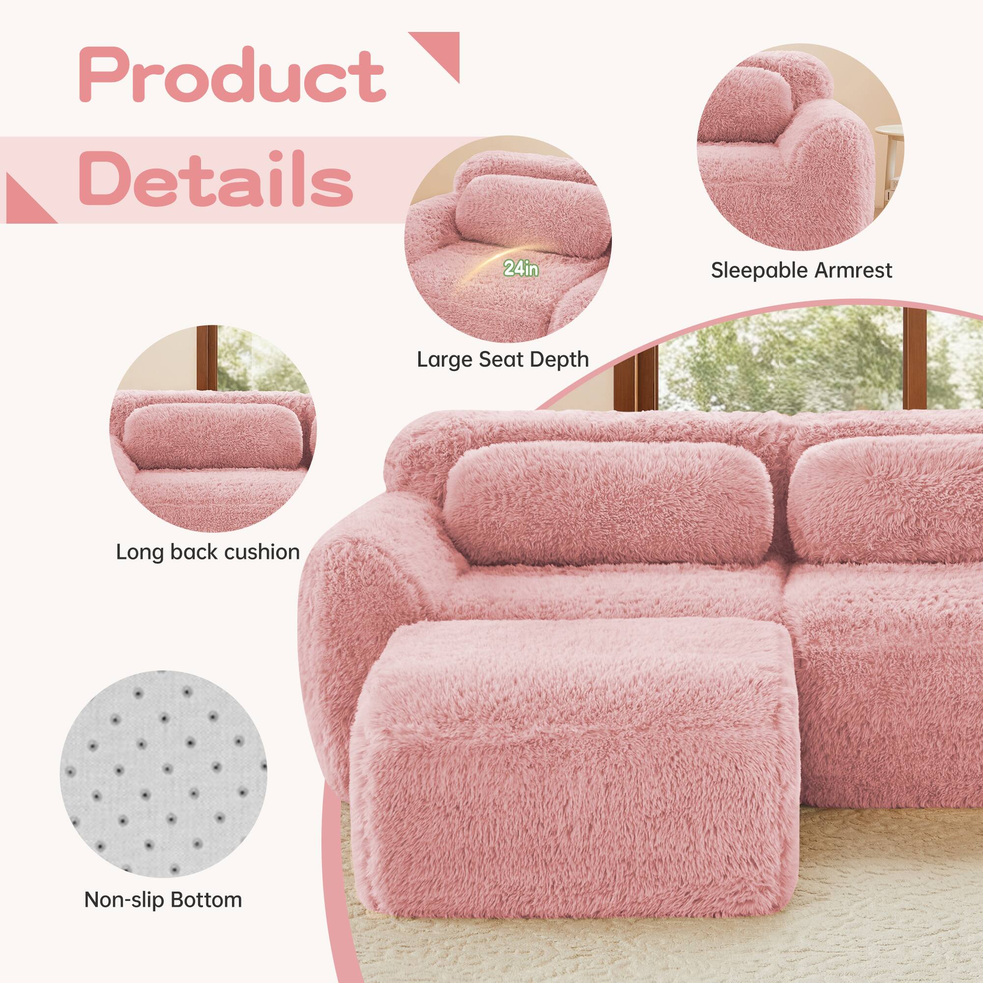Product Details

- 24in
- Sleepable Armrest
- Large Seat Depth
- Long back cushion
- Non-slip Bottom