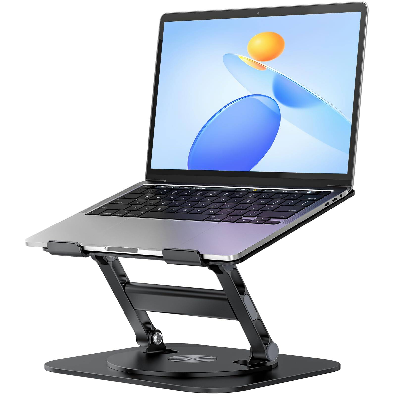 Hanke - Laptop Stand With 360 Rotating Base Foldable Adjustable Computer Holder Design Compatible Macbook Air Pro X - Black-new