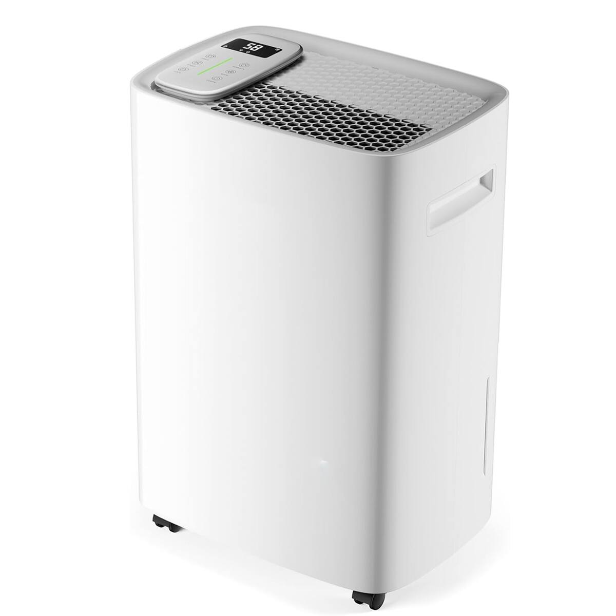 Angle. BEARSOLIM - 50 Pints Dehumidifier for Home and Basement, Covers up to 1,200 sq. ft, Quiet Portable Dehumidifier with 0.58 Gallon Tan - White.