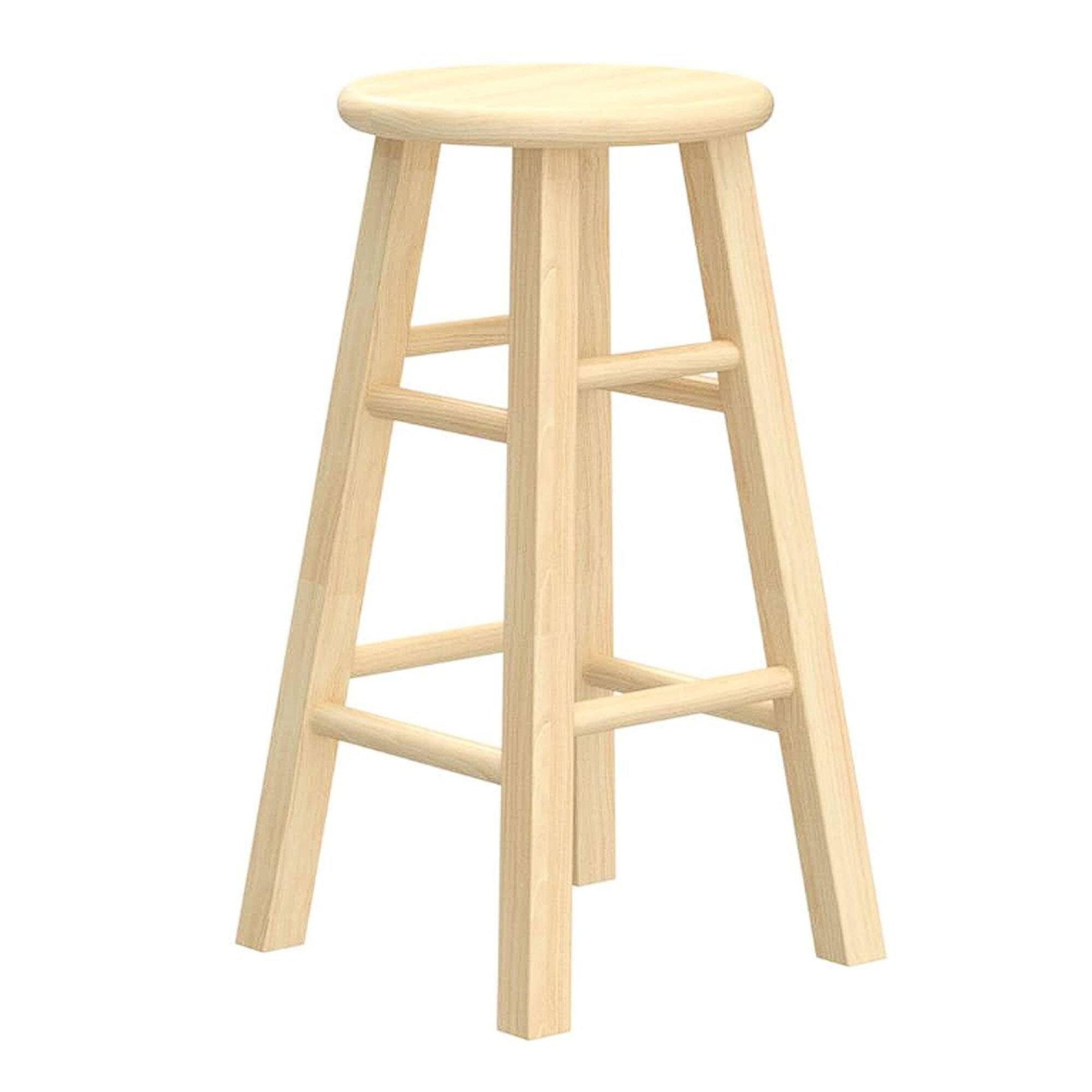 Alt View 5. PJ Wood - PJ Wood Classic Round-Seat 24" Tall Kitchen Counter Stools, Natural, Set of 2 - Natural.