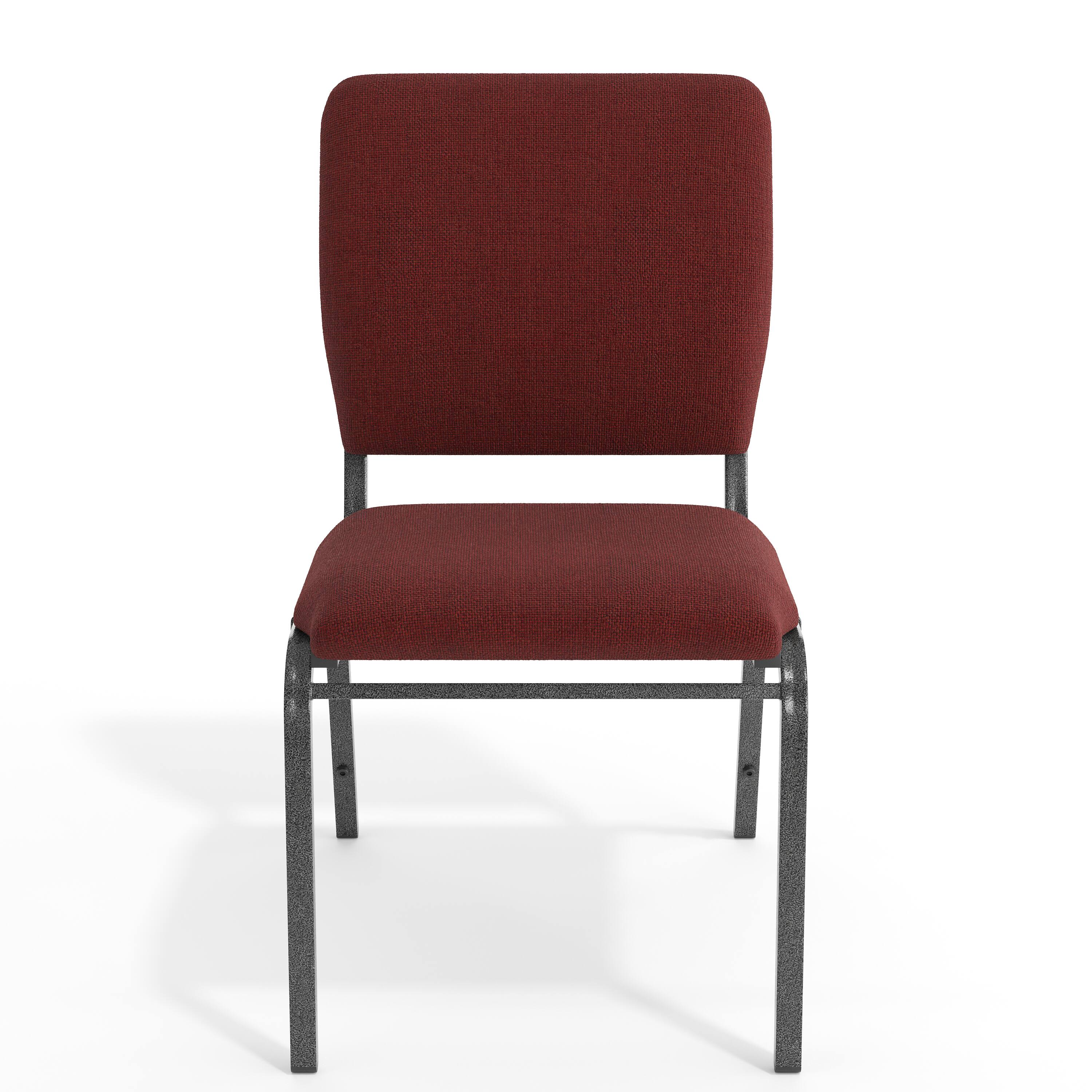 Alt View 9. Emma + Oliver - Multipurpose Church Chairs - 18.5 in. Wide - Maroon Fabric/Silver Vein Frame.