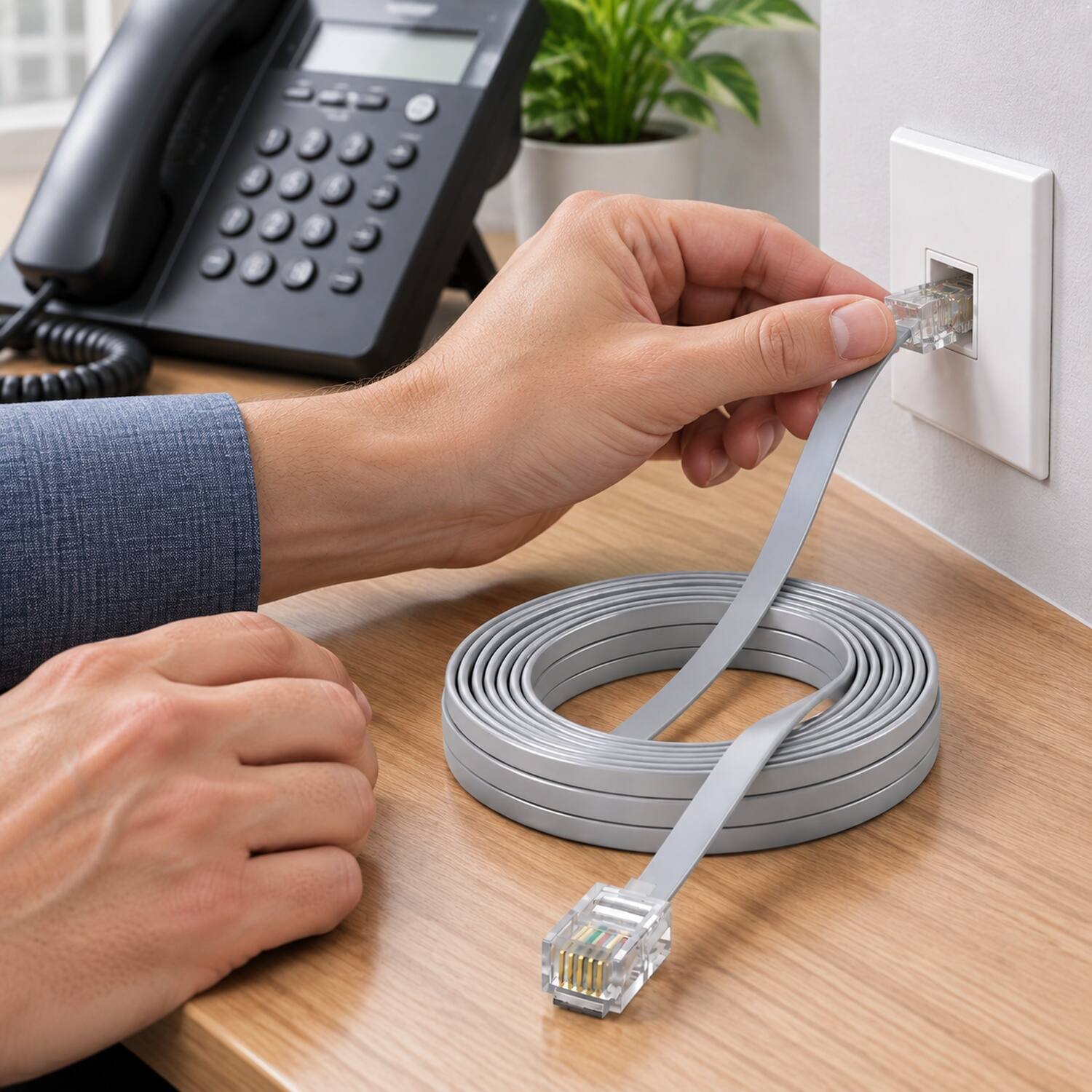 Back. Sanoxy - SANOXY Cables and Adapters; 2 Pack of 7ft RJ11 6P4C Reverse Modular Cable - Gray.
