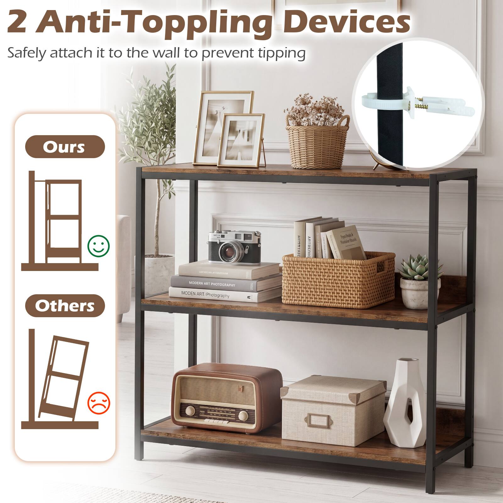 2 Anti-Topping Devices  
Safely attach it to the wall to prevent tipping  

Ours  
Others  

AICOCHER ARCOUDE MODERN ART PHOTOGRAPHY MODEN ART Photography  
AINONTRIC