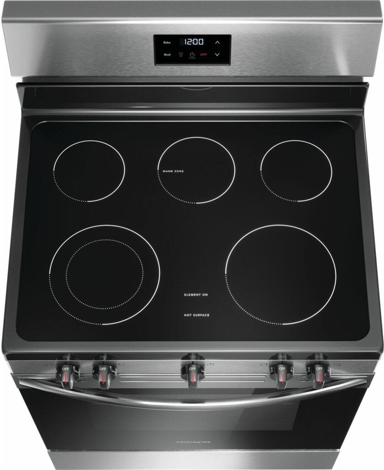 Bake 12:00  
Broil  
OFF  
WARM ZONE  
ELEMENT ON  
HOT SURFACE  
FRIGIDAIRE