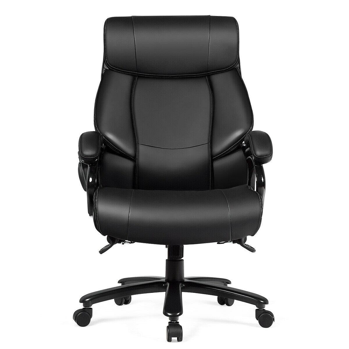 Front. WELLFOR - Big & Tall 400lb PU Leather Massage Office Chair - Black.
