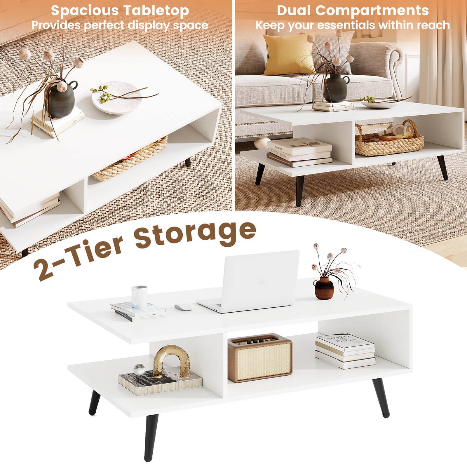 Spacious Tabletop  
Provides perfect display space  

Dual Compartments  
Keep your essentials within reach  

2-Tier Storage